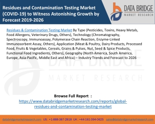 Residues and Contamination Testing Market (COVID-19) to Witness Astonishing Growth by Forecast 2019-2026