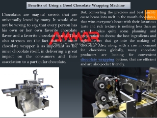 Chocolate Wrapping Machine - Ammar Machinery