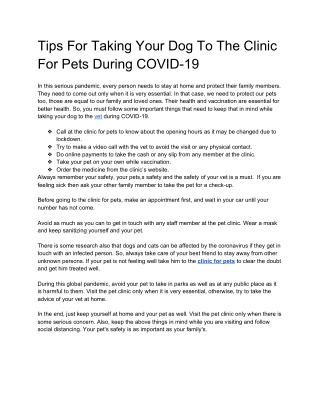 Tips for Taking Your Dog to the Clinic for Pets During COVID-19