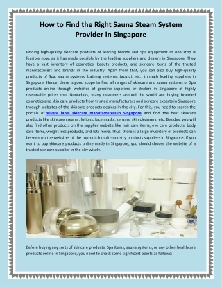 How to Find the Right Sauna Steam System Provider in Singapore