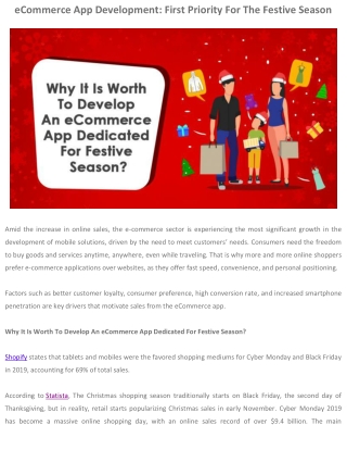 eCommerce App Development: First Priority For The Festive Season