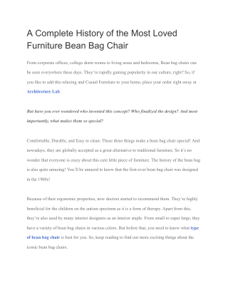 A Complete History of the Most Loved Furniture Bean Bag Chair