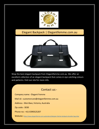 Elegant Backpack | Elegantfemme.com.au