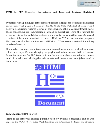 HTML to PDF Converter: Importance and Important Features Explained
