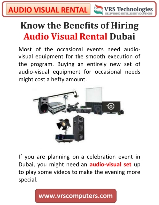 Know the Benefits of Hiring Audio Visual Rental Dubai