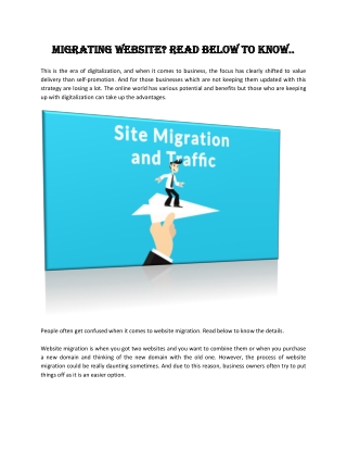 Migrating Website? Read Below to Know..