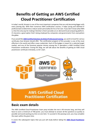 Benefits of Getting an AWS Certified Cloud Practitioner Certification