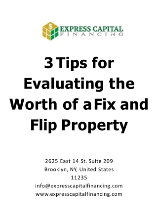 Fix and Flip Property | Hard Money Business Loans