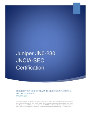 Proven Study Guide to Earn the Juniper JN0-230 JNCIA-SEC Certification