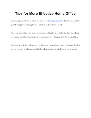 Tips for More Effective Home Office