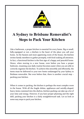 A Sydney to Brisbane Removalist’s Steps to Pack Your Kitchen