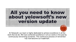 All you need to know about yelowsoft’s new version update