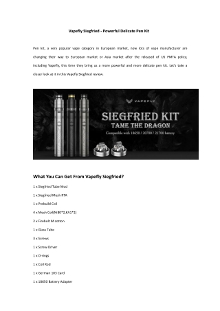 Vapefly Siegfried - Powerful Delicate Pen Kit