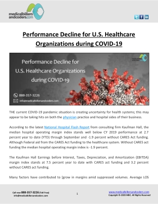 Performance Decline for U.S. Healthcare Organizations during COVID-19