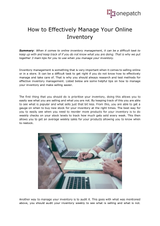 How to Effectively Manage Your Online Inventory