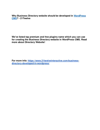 Why Business Directory website should be developed in WordPress CMS? - 21Twelve