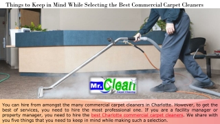 Things to Keep in Mind While Selecting the Best Commercial Carpet Cleaners