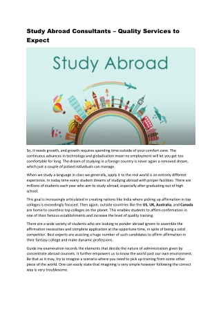Study Abroad Consultants – Quality Services to Expect