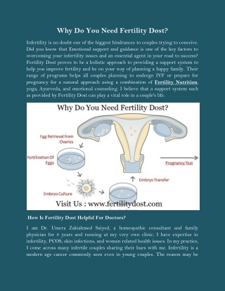 Why Do You Need Fertility Dost?