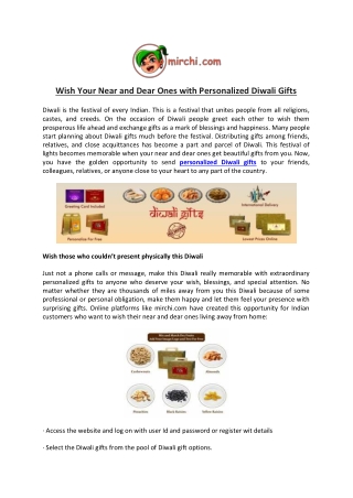 Wish Your Near and Dear Ones with Personalized Diwali Gifts