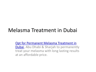 Melasma Treatment in Dubai