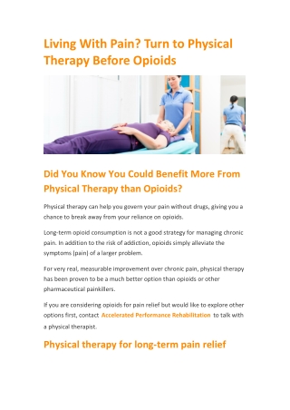 Living With Pain? Turn to Physical Therapy Before Opioids