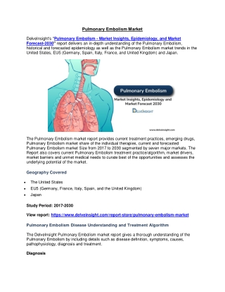 Pulmonary Embolism Market Trends, Market Research Report 2030