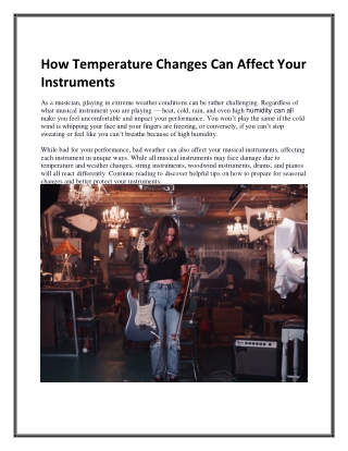 How Temperature Changes Can Affect Your Instruments