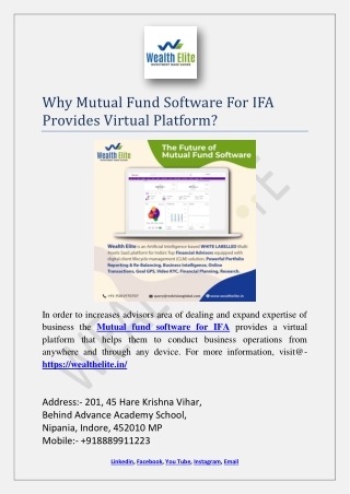 Why Mutual Fund Software For IFA Provides Virtual Platform?