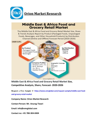 Middle East & Africa Food and Grocery Retail Market Size, Competitive Analysis, Share, Forecast- 2020-2026