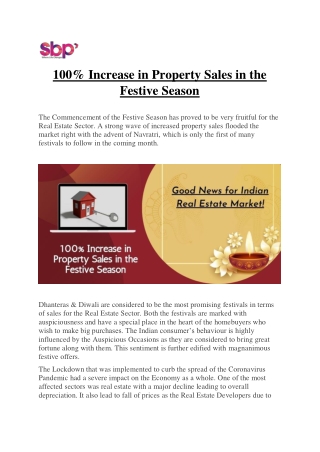 100% Increase in Property Sales in the Festive Season