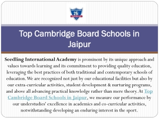 Top Cambridge Board Schools in Jaipur - SIA