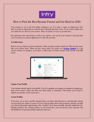 How to Pick the Best Resume Format and Get Hired in 2020