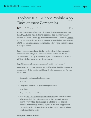 Top best IOS I-Phone Mobile App Development Companies