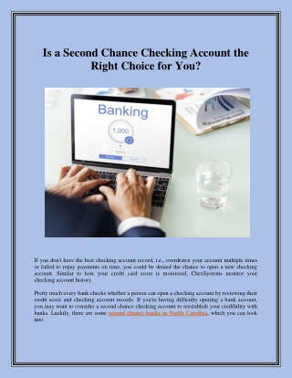 Is a Second Chance Checking Account the Right Choice for You?