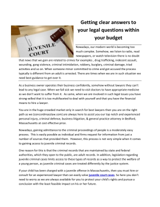 Getting clear answers to your legal questions within your budget