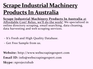 Scrape Industrial Machinery Products In Australia