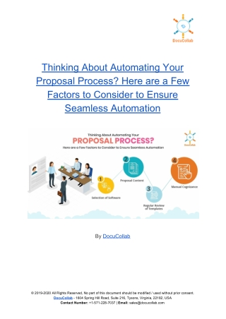 Thinking About Automating Your Proposal Process? Here are a Few Factors to Consider to Ensure Seamless Automation