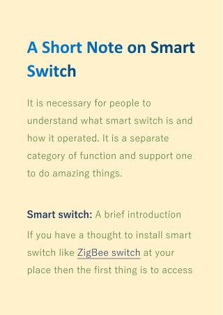 A Short Note on Smart Switch