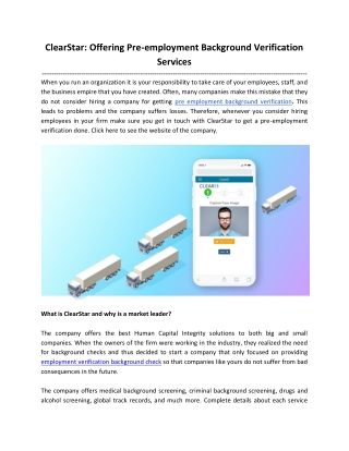 ClearStar: Offering Pre-employment Background Verification Services