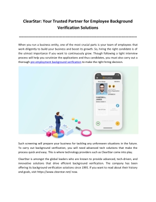 ClearStar: Your Trusted Partner for Employee Background Verification Solutions