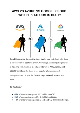 AWS or Azure or Google Cloud | Best Cloud Platform | Cloud Platform Comparison