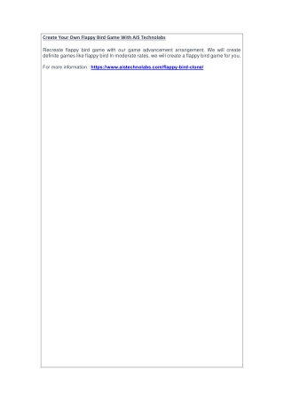 Create Your Own Flappy Bird Game With AIS Technolabs