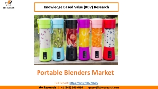 Portable Blenders Market Size Worth $244.4 Million By 2026 - KBV Research