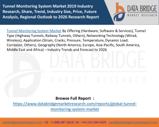 Tunnel Monitoring System Market 2019 Industry Research, Share, Trend, Industry Size, Price, Future Analysis, Regional Ou