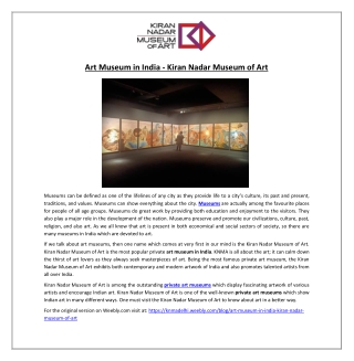 Art Museum in India - Kiran Nadar Museum of Art