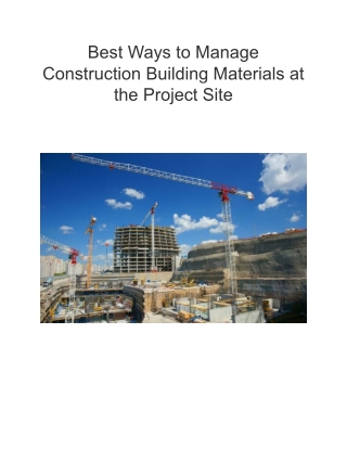 Best Ways to Manage Construction Building Materials at the Project Site