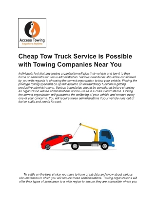 Cheap Tow Truck Service In Edmonton | Accesstowing.ca