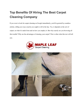 Best Carpet Cleaning Edmonton | Maple Leaf Carpet Cleaning