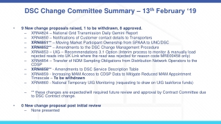 DSC Change Committee Summary – 13 th February ‘19